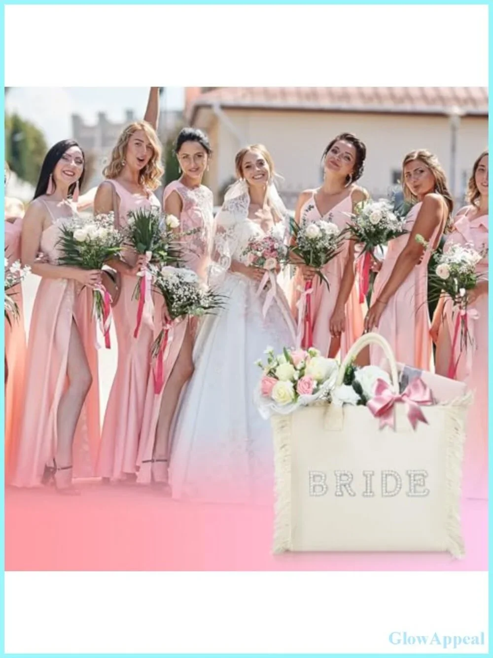 Bride Tote Bag Large Canvas Pearl Fringe Wedding Bridal Beach